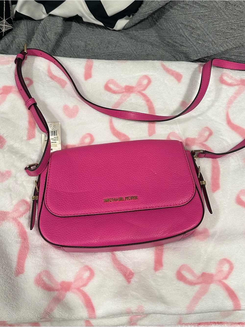Michael Kors Hot Pink Leather Crossbody Bag